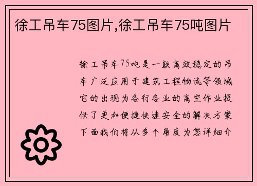 徐工吊车75图片,徐工吊车75吨图片